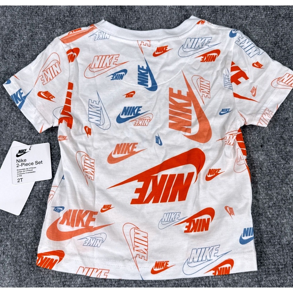 Nike Toddler 2PC Set T-Shirt Shorts White Orange Gray 2T NWT - Picture 3 of 10